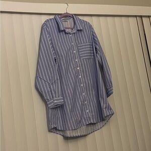 Women’s Blue & White Striped Button-Down Shirt